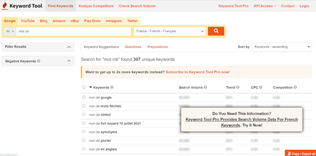 Screenshot Keyword.io