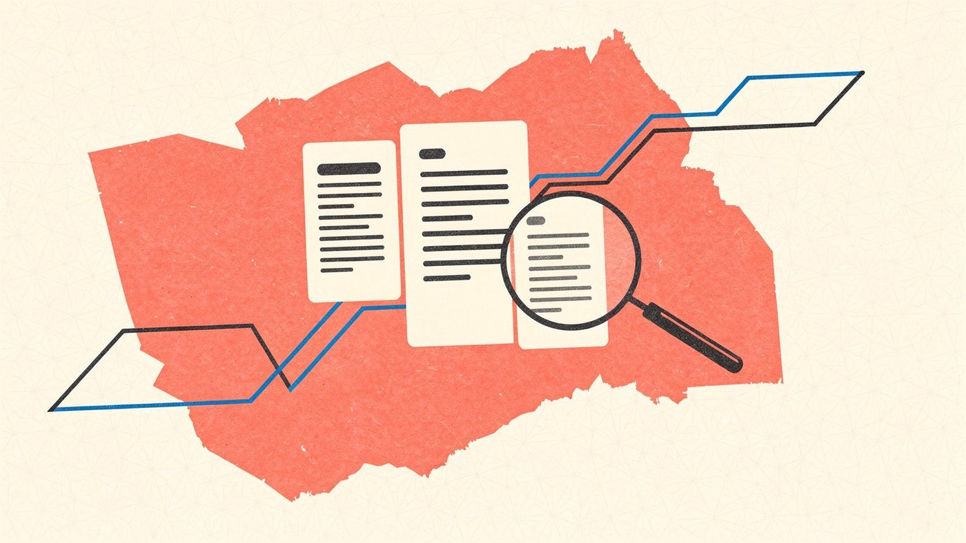 Illustration du rapport IA Search Console : trois pages anonymisées et deux courbes distinctes, impressions IA et clics Web.