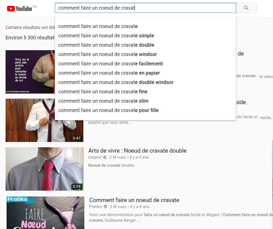 Suggestion mots clés youtube